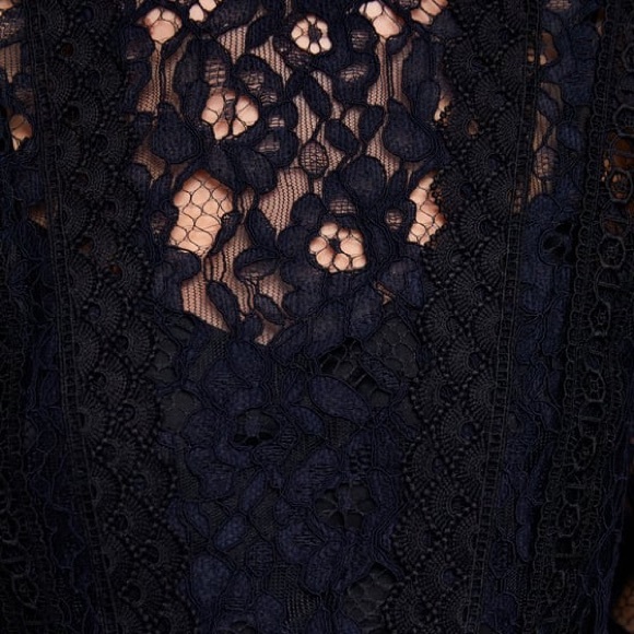 ZARA GUIPURE CONTRASTING LACE BLUE A-LINE DRESS BRAND NEW WITH TAGS LARGE - Picture 6 of 8